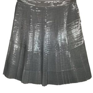Talbots Skirt Size 14 Silver Metallic Pleated A Line Knee Length Lined Zip READ